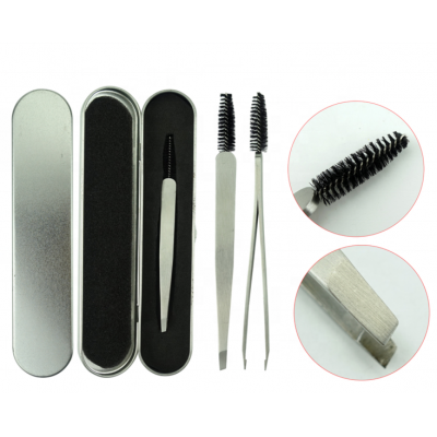 New design eyebrow brush custom eyelash tweezers cosmetic tools eyelash with case